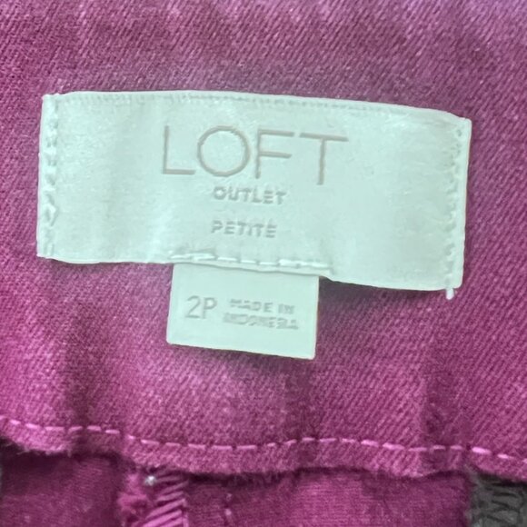 Womens 2P Skinny Ankle Petite Pants Loft Outlet Purple Zip Belt Loops Pockets - Picture 3 of 9